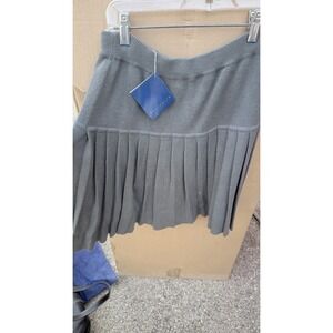 Portfolio 100% Wool Pleated Skirt Gray Size M NWT Classic Midi‎